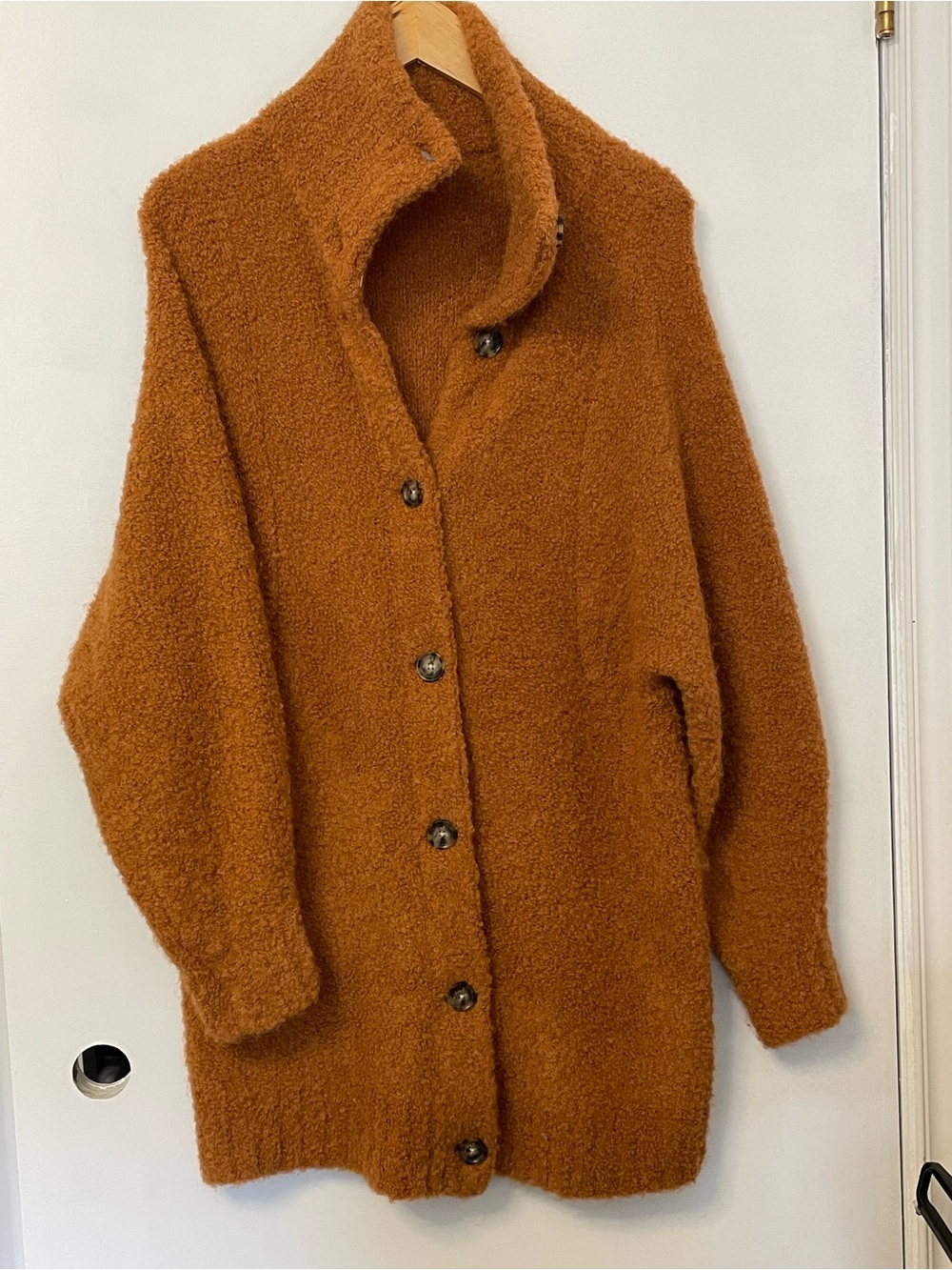 Wilfred  Rust Bouclé Button-Front Coat/Sweater